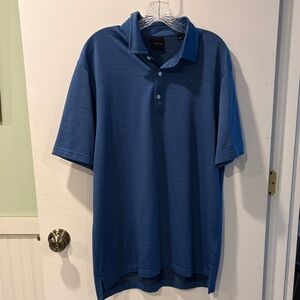 Dunning Golf  Classic Blue striped Polo Shirt L short sleeve